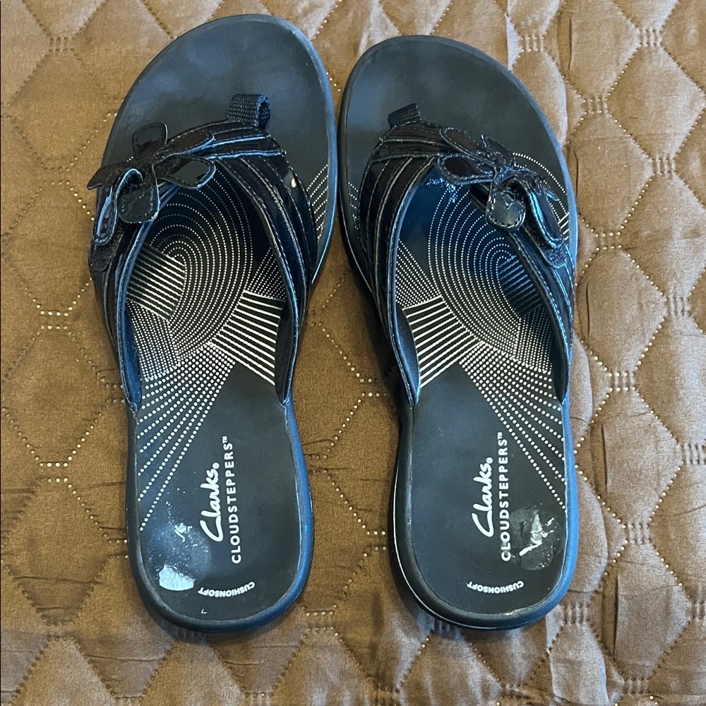 Clarks Women's Black Slide Sandals